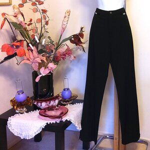 NWT Women's Black High Waisted Pants Straight Leg Trousers Wide Leg Slacks